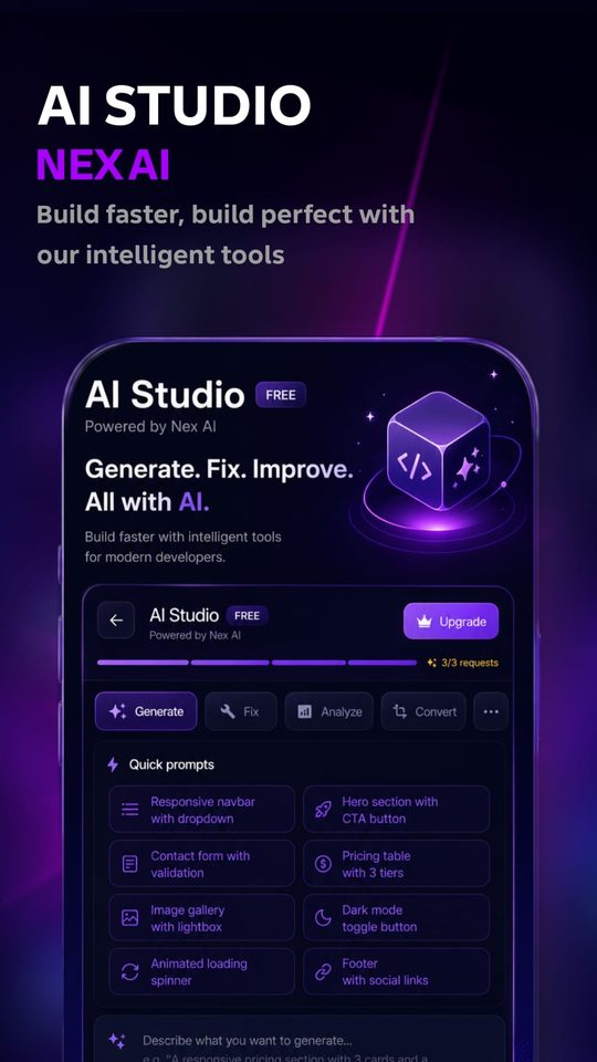 AI Studio — generate, fix and improve code with AI