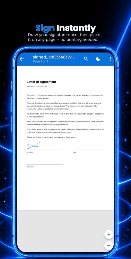 Sign documents instantly with a saved signature